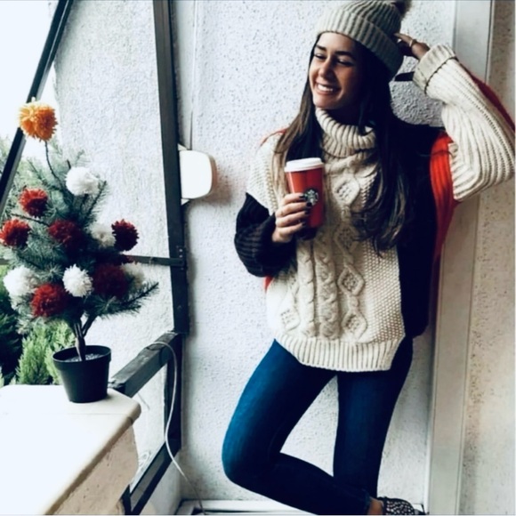 Zara Colorblock Cable Knit Turtleneck Sweater - Picture 12 of 13